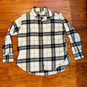 American Eagle Soft Oversized Boyfriend Fit Black & White Flannel - Small